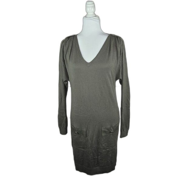 LOFT Wool Lightweight V-Neck Casual Knit Long Sleeve Sweater Dress Small - Picture 1 of 7